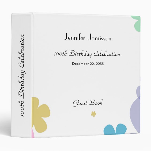 Memory/Guest Book 100th Birthday Party Celebration Binder (Front/Spine)