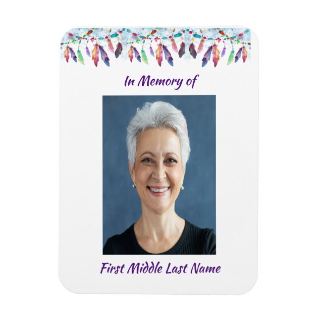 Memory Keepsake  Feathers Boho Tribal Native Magnet (Vertical)