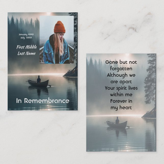  Memory Keepsake Wilderness Lake Canoe Business Card (Front/Back)