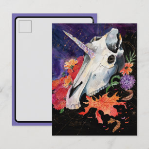 Memory Maps Autumn Vibes Unicorn Skull Holiday Postcard