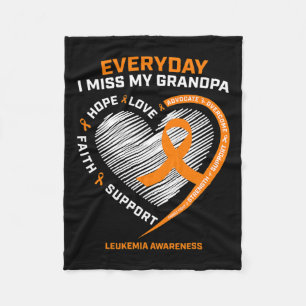 Memory Of My Grandpa Remembrance Leukaemia Awarene Fleece Blanket
