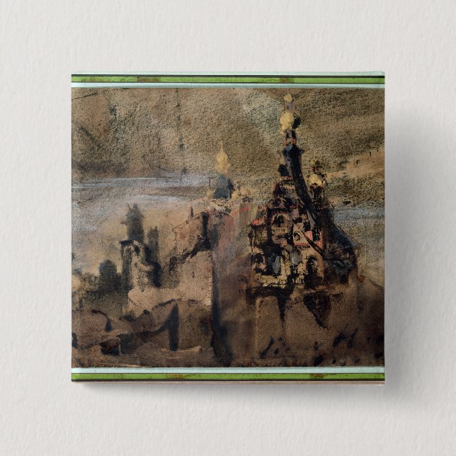 Memory of Spain, 1850 2 Inch Square Button (Front)