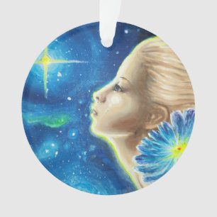 Memory of the girl with a blue flower ornament