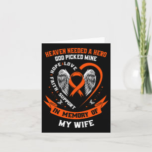 Memory Of Wife Leukaemia Awareness Memorial Gifts  Card