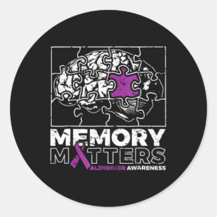 Memory Problem Purple Ribbon Brain Puzzle Heimerhe Classic Round Sticker