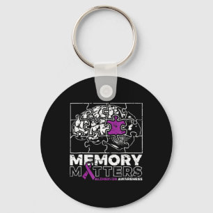 Memory Problem Purple Ribbon Brain Puzzle Heimerhe Keychain