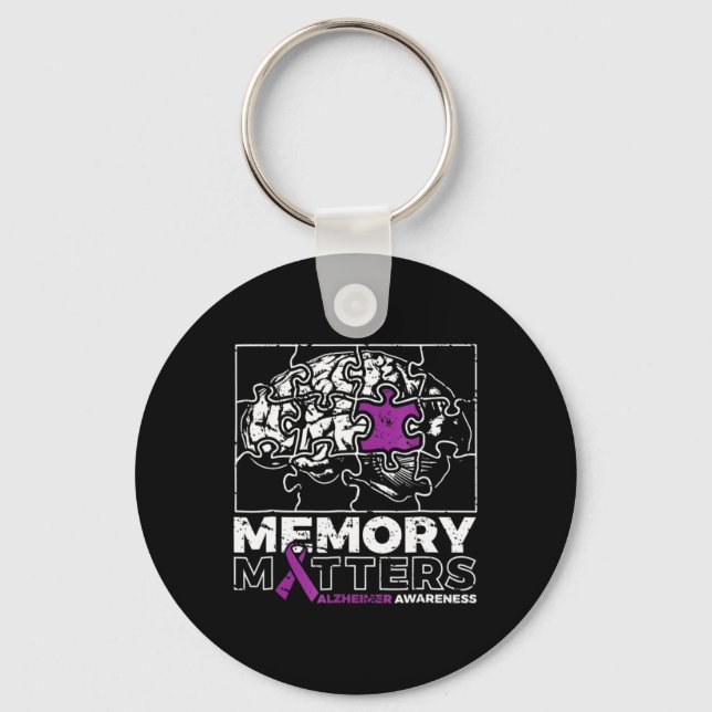 Memory Problem Purple Ribbon Brain Puzzle Heimerhe Keychain (Front)