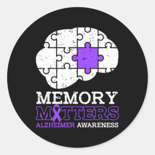 Memory Problems Heimerheimer Awareness Ribbon  Classic Round Sticker
