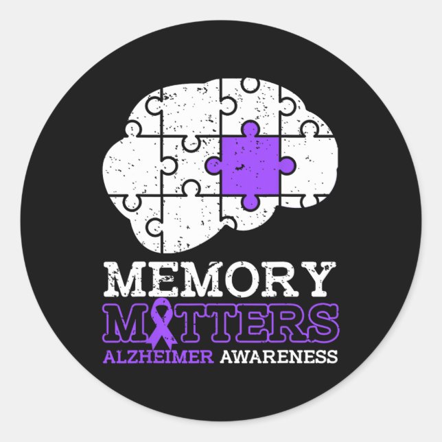 Memory Problems Heimerheimer Awareness Ribbon  Classic Round Sticker (Front)
