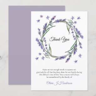 Memory Rustic Lavender  Sympathy Thank You Invitation