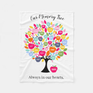 Memory Tree for Loved Ones Remembrance Family Fleece Blanket