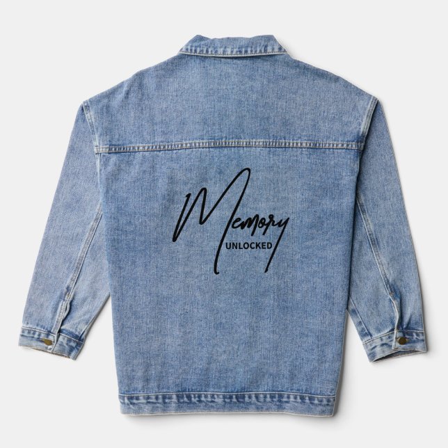 Memory Unlocked Funny Quote for Overthinkers Denim Jacket (Back)
