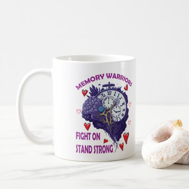 Memory Warriors: Fight On, Stand Strong Coffee Mug (With Donut)