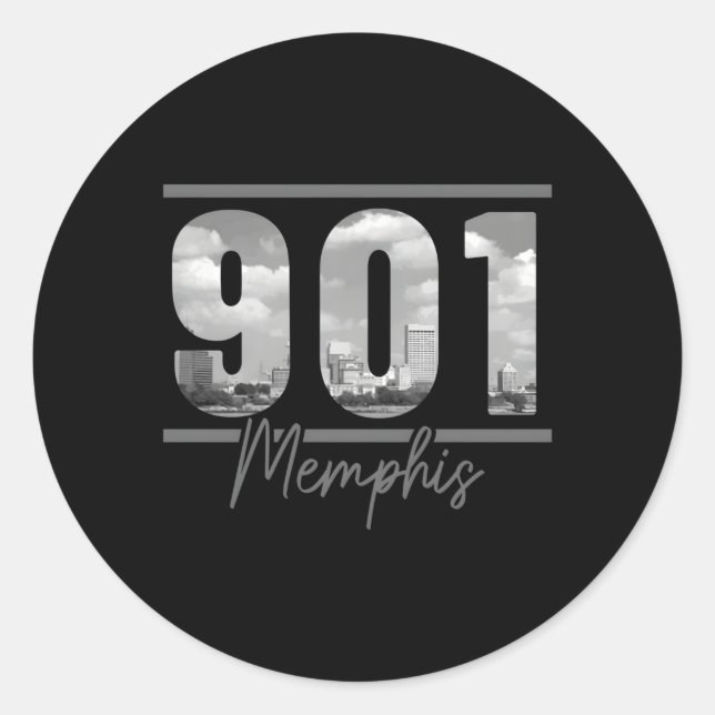 Memphis 901 Area Code Skyline Tennessee Classic Round Sticker (Front)