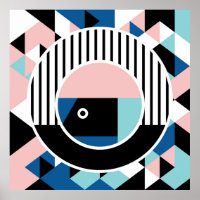 Memphis abstract poster design. Face geometric mak