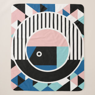 Memphis abstract poster design. Face geometric mak Sherpa Blanket