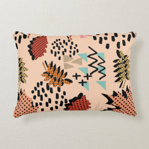 Memphis autumn fall foliage and leaves with geomet accent pillow