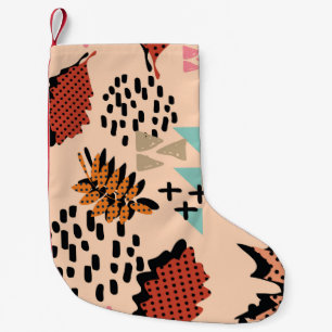 Memphis autumn fall foliage and leaves with geomet small christmas stocking