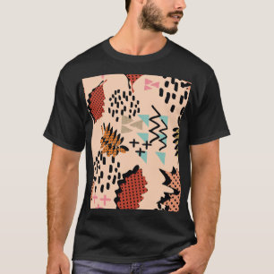 Memphis Autumn: Geometric Leaves Pattern T-Shirt