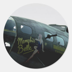Memphis Belle, nose art Classic Round Sticker