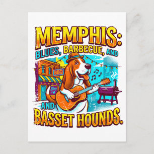 Memphis Blues Barbecue And Basset Hounds Postcard