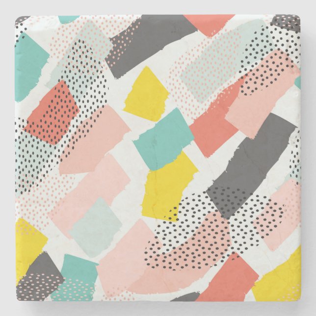 Memphis brush strokes: vintage pattern. stone coaster (Front)