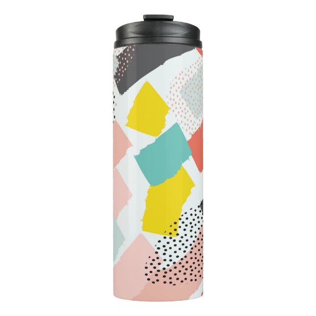 Memphis brush strokes: vintage pattern. thermal tumbler (Front)