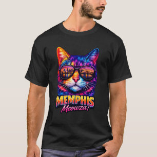 Memphis Cat  Trendy Cool Colourful Kitten Sunglass T-Shirt
