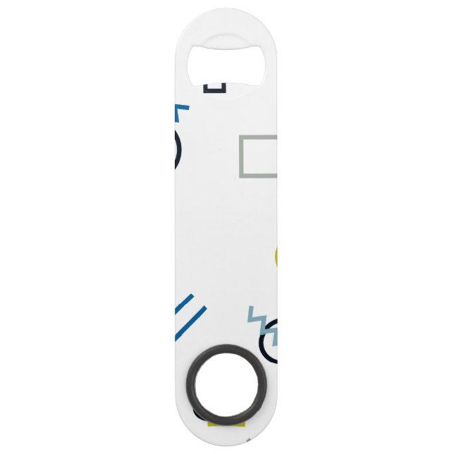Memphis, cool, trendy, modern geometric art bar key (Front)