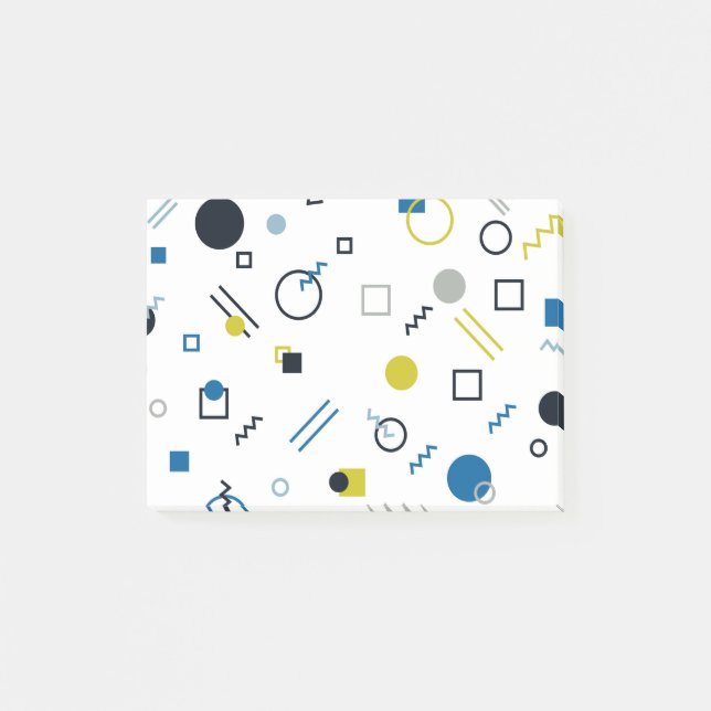 Memphis, cool, trendy, modern geometric art post-it notes (Front)