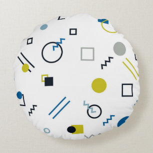 Memphis, cool, trendy, modern geometric art round pillow