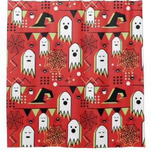 Memphis ghost: Halloween geometric pattern.