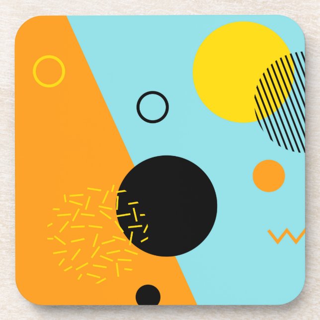 Memphis, hipster, trendy, cool illustration art coaster (Front)