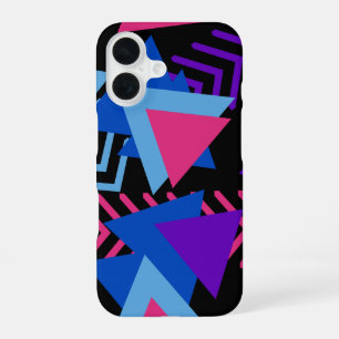 Memphis Mood: Pink Blue Purple Geometric Pattern iPhone 16 Case