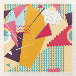 Memphis Mood: Retro Geometric Trend Glass Coaster