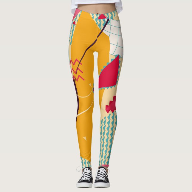 Memphis Mood: Retro Geometric Trend Leggings (Front)