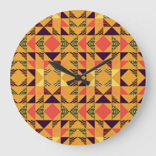 Memphis Pastel Triangle Abstract Pattern. Large Clock