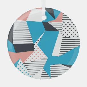 Memphis Pattern: Minimalist Abstract Trend Glass Ornament
