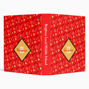 Memphis Pattern School Binder Red