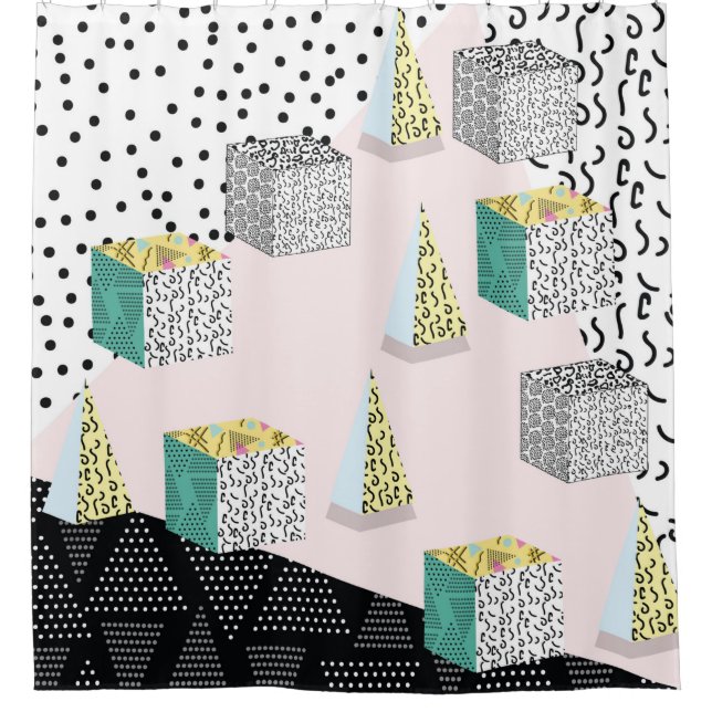Memphis pattern with geometric, grid, striped and  (Front)