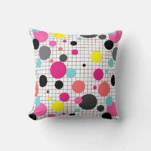 Memphis polka dots throw pillow