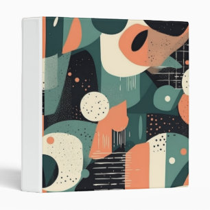 Memphis Revival Coral Navy Teal Abstract Binder