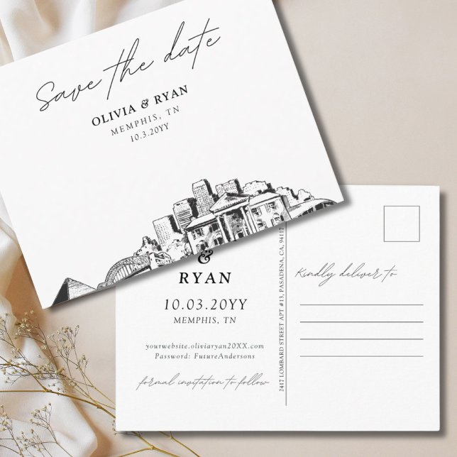 Memphis Save the Date Postcard Elegant Wedding (Memphis Save the Date Postcard Elegant Wedding
)