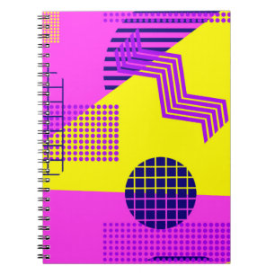 Memphis seamless pattern, geometric shapes in the notebook