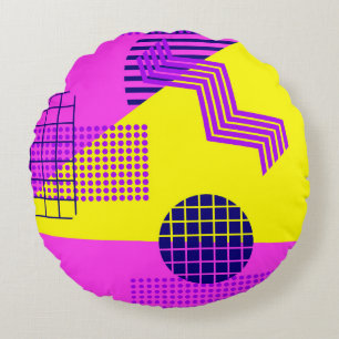 Memphis seamless pattern, geometric shapes in the  round pillow