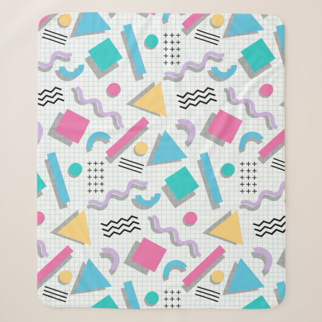 Memphis Shapes Sherpa Blanket (Front)