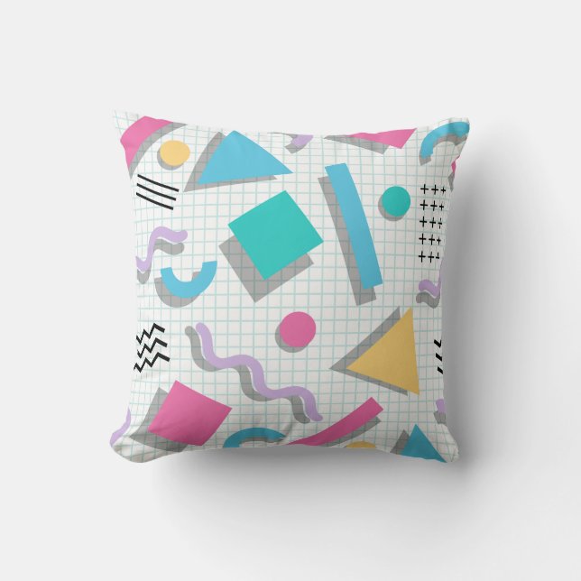 Memphis Shapes Throw Pillow (Front)
