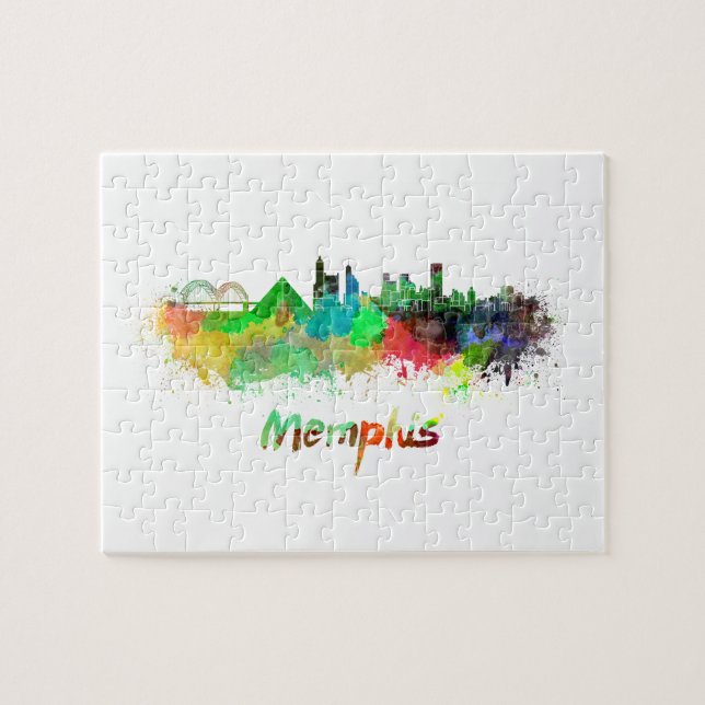 Memphis skyline in watercolor jigsaw puzzle (Horizontal)