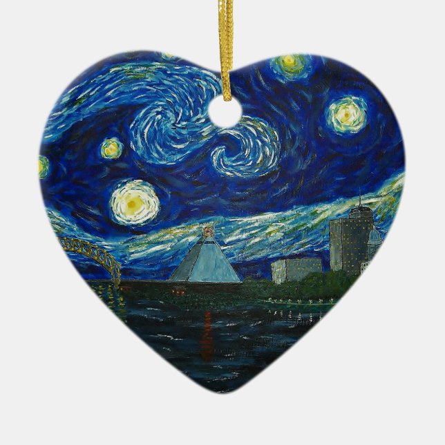 "Memphis Starry Night" by Jack Lepper Ceramic Ornament (Front)
