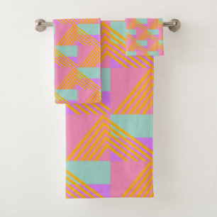 Memphis Style 90s Throwback Colourful Pattern Bath Towel Set